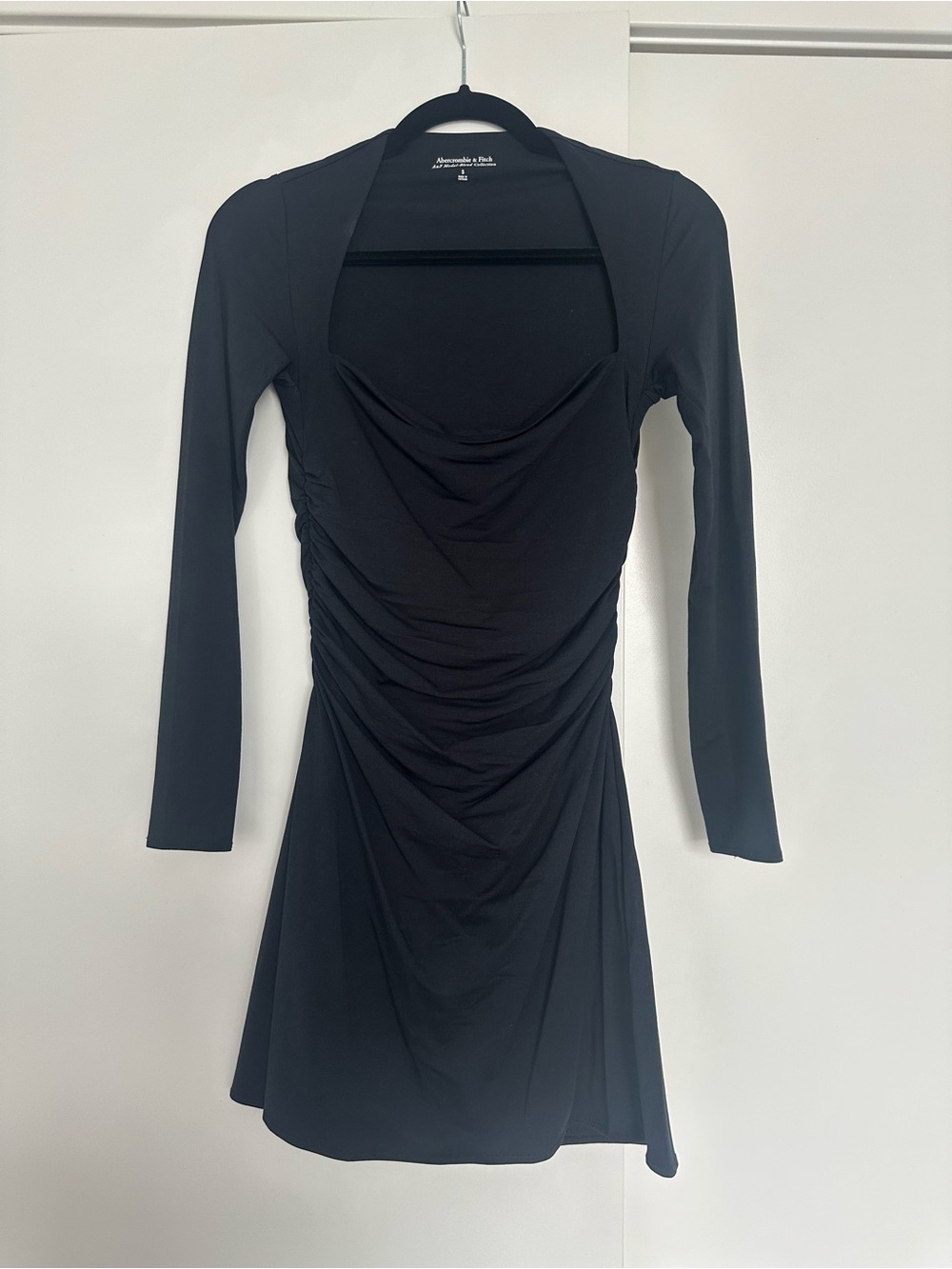 Abercrombie Black Long Sleeve Ruched Dress